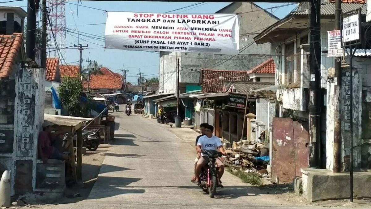 Pemuda Eretan Wetan Kampanye Pilwu Bersih, Pasang Spanduk Tolak Politik Uang