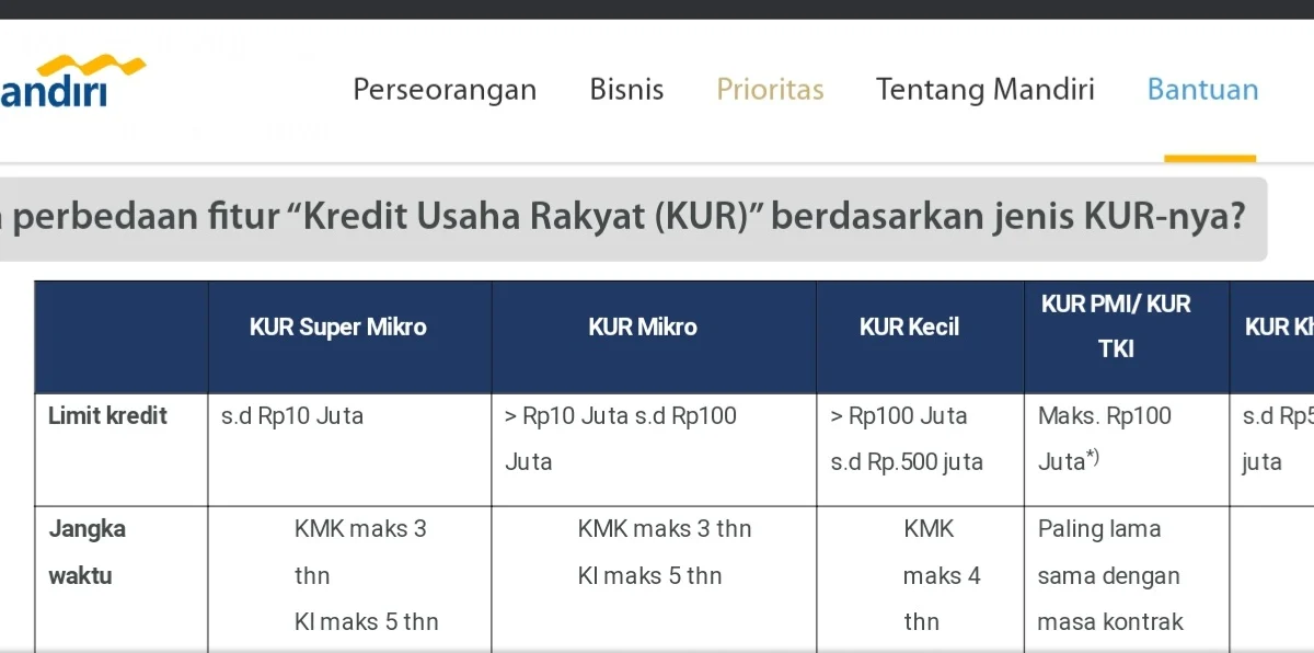 KUR Mandiri 2023 RESMI DI BUKA, Simak Perbedaan Fitur KUR Berdasarkan Jenisnya