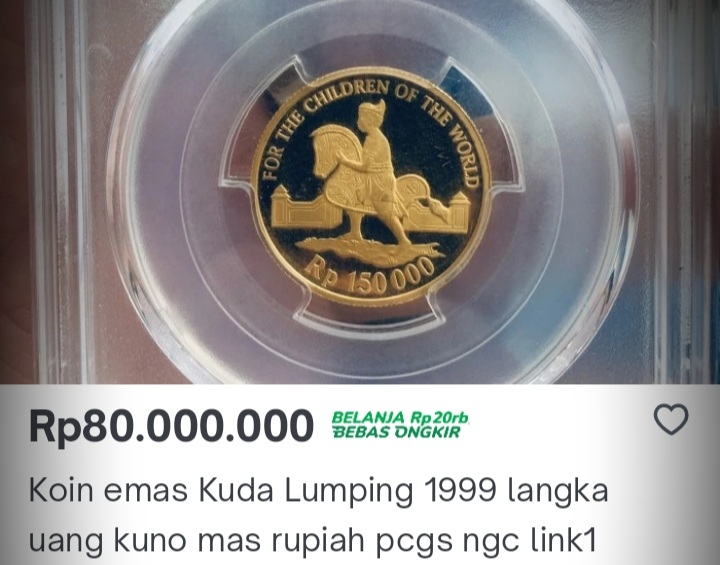 DI JUAL 80JUTA, Uang Koin Emas Kuda Lumping Jadi Incaran Kolektor