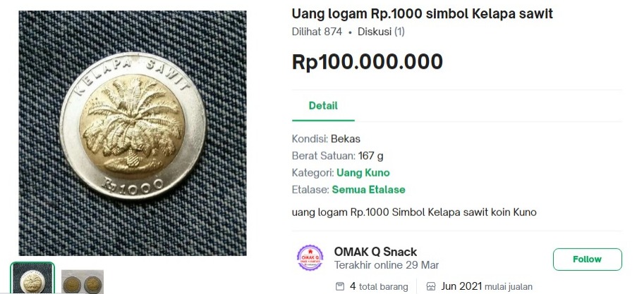 uang koin 1000 kelapa sawit