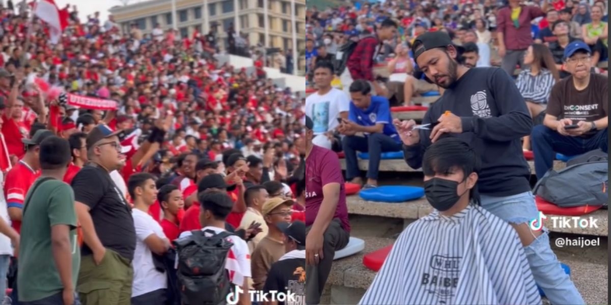 Seorang Pangkas rambut di Stadion Sumber Foto. Dream.co.id