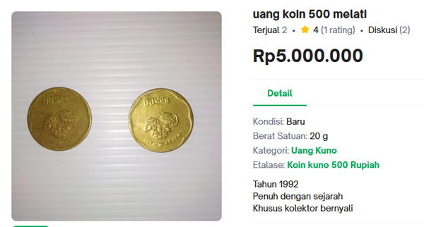 Uang Logam 500 Melati