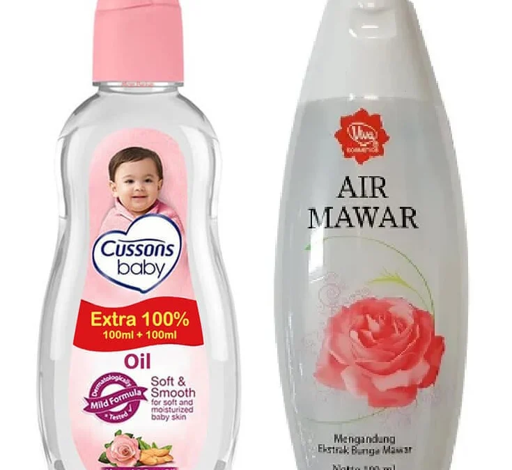 Air mawar dicampur baby oil