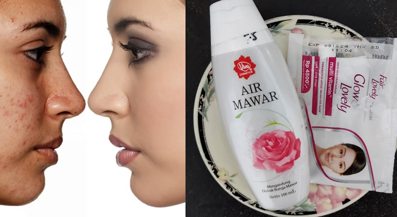 ilustrasi memakai air mawar dan fair n lovely