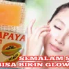 ilustrasi wajah putih glowing dengan sabun pepaya