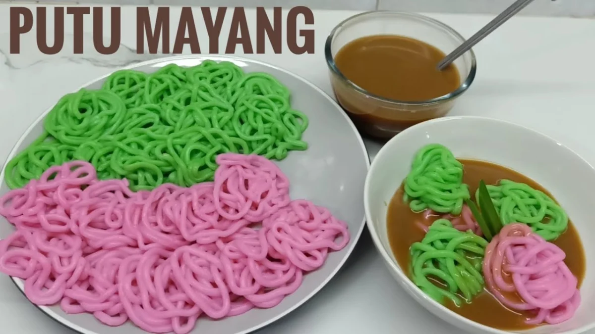 CARA BUAT KUE PUTU MAYANG YANG WARNA DAN RASANYA SANGAT MENCOLOK DAN ENAK BANGET