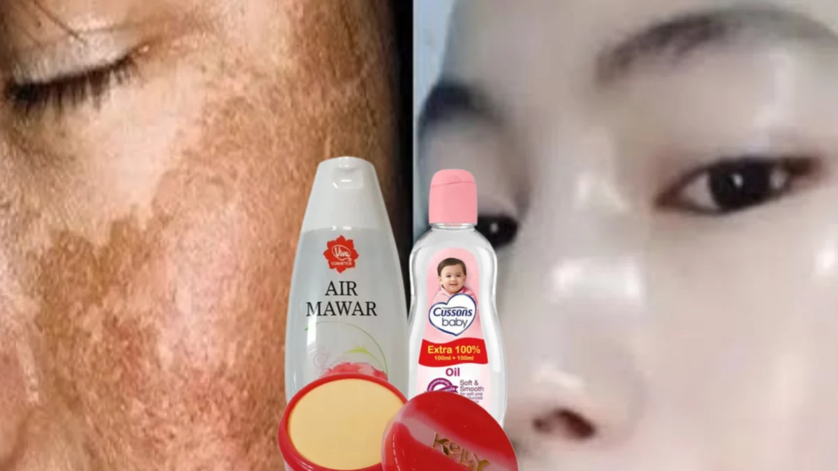 Kombinasi krim Kelly campur air mawar Viva dan baby oil