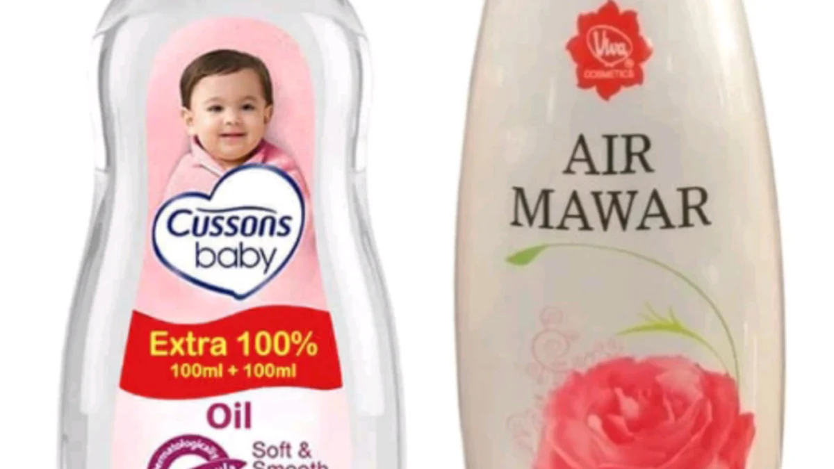 menjadikan wajah putih bersih dan cerah dengan campuran baby oil dan air mawar Viva