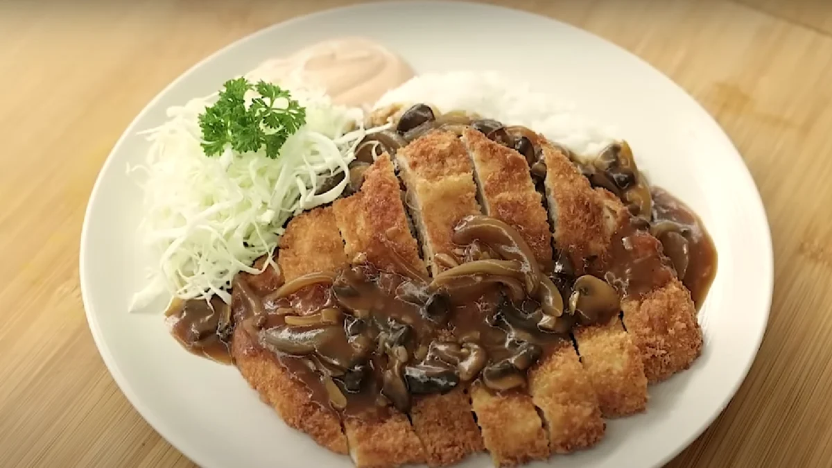 resep nasi katsu ayam korea chicken mushroom donkkaseu