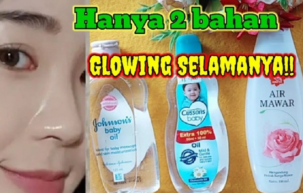 air mawar viva dan baby oil untuk wajah