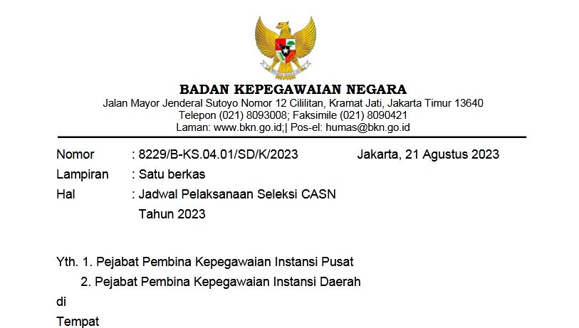 daftar seleksi cpns 2023