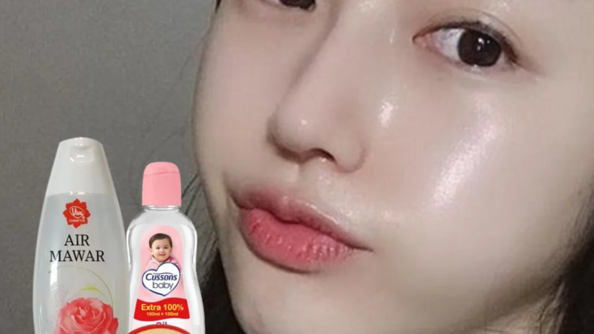 Krim Kelly campur air mawar Viva dan baby oil