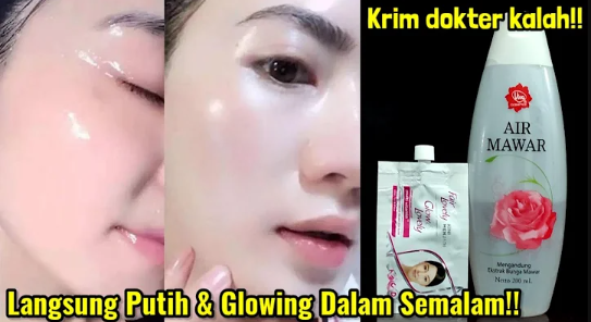 Kulit Wajah Putih Glowing Bebas Flek Hitam Cara Buat Cream Pemutih Dari Air Mawar Viva dan Fair N Lovely 