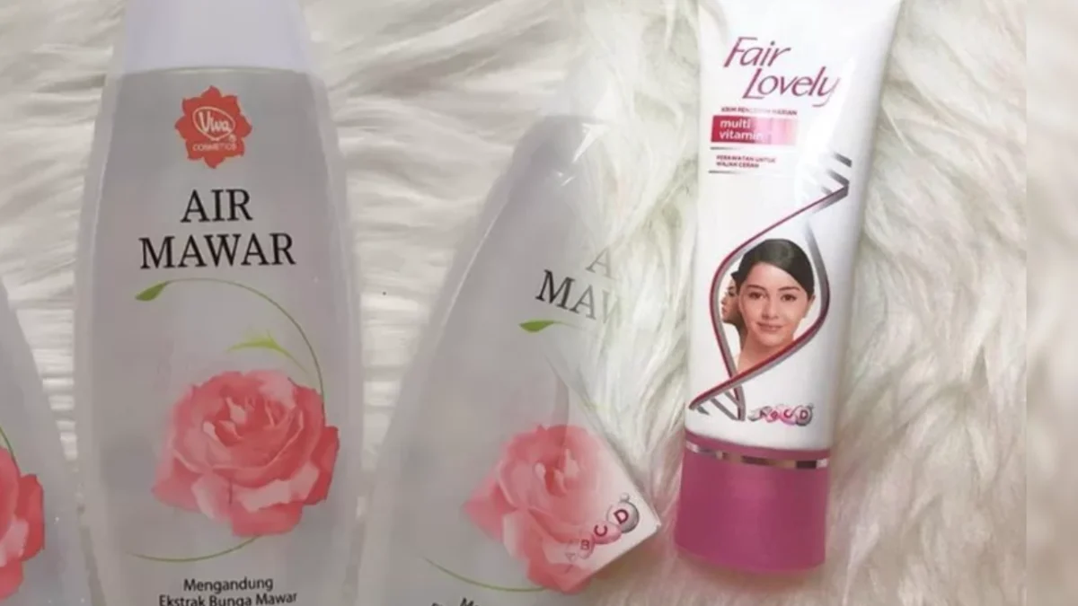 mencampurkan air mawar viva dan fair n lovely