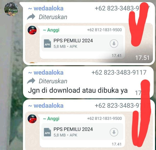 Jangan Buka APK Form PPS Pemilu yang dikirim via WhatsApp, Modus Penipuan