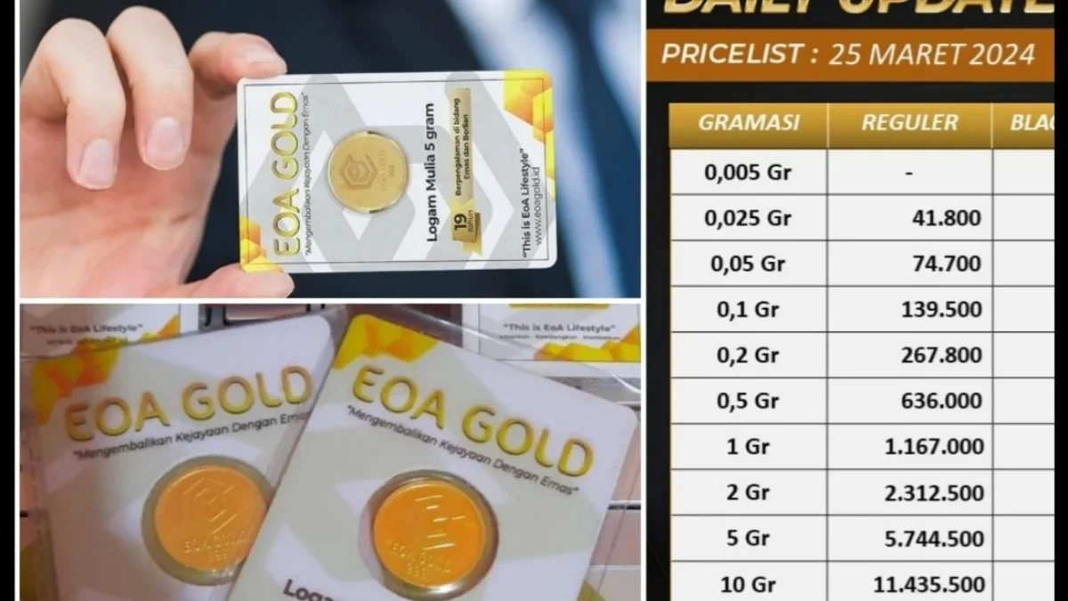 Harga emas hari ini Senin 25 Maret 2024