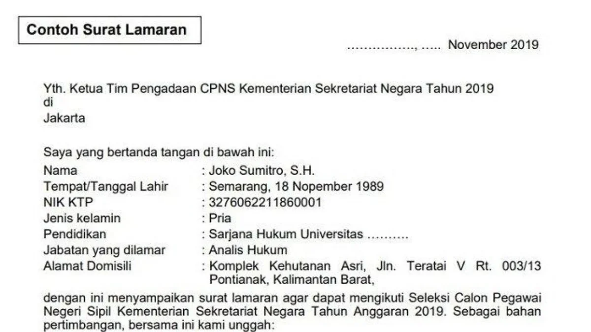 Contoh Surat Lamaran CPNS Terbaru Lengkap dan Mudah Diikuti Contoh Surat Lamaran CPNS Terbaru 2024 | Lengkap dan Mudah Diikuti
