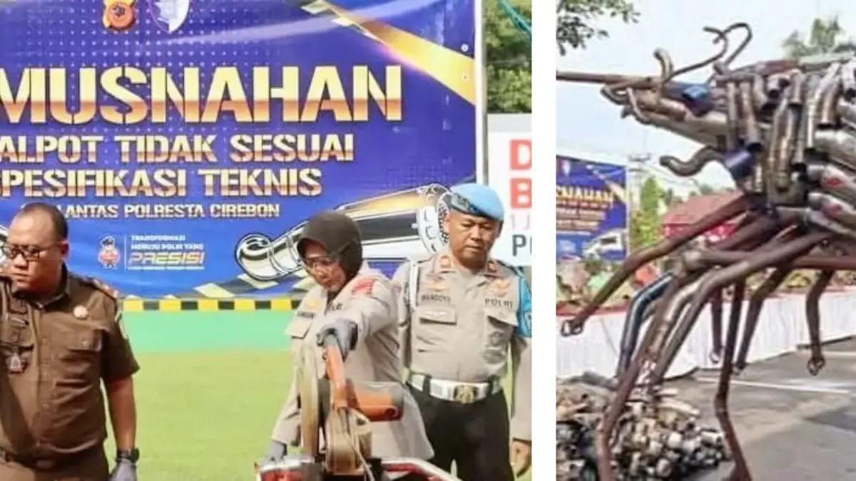 polresta cirebon musnahkan knalpot brong