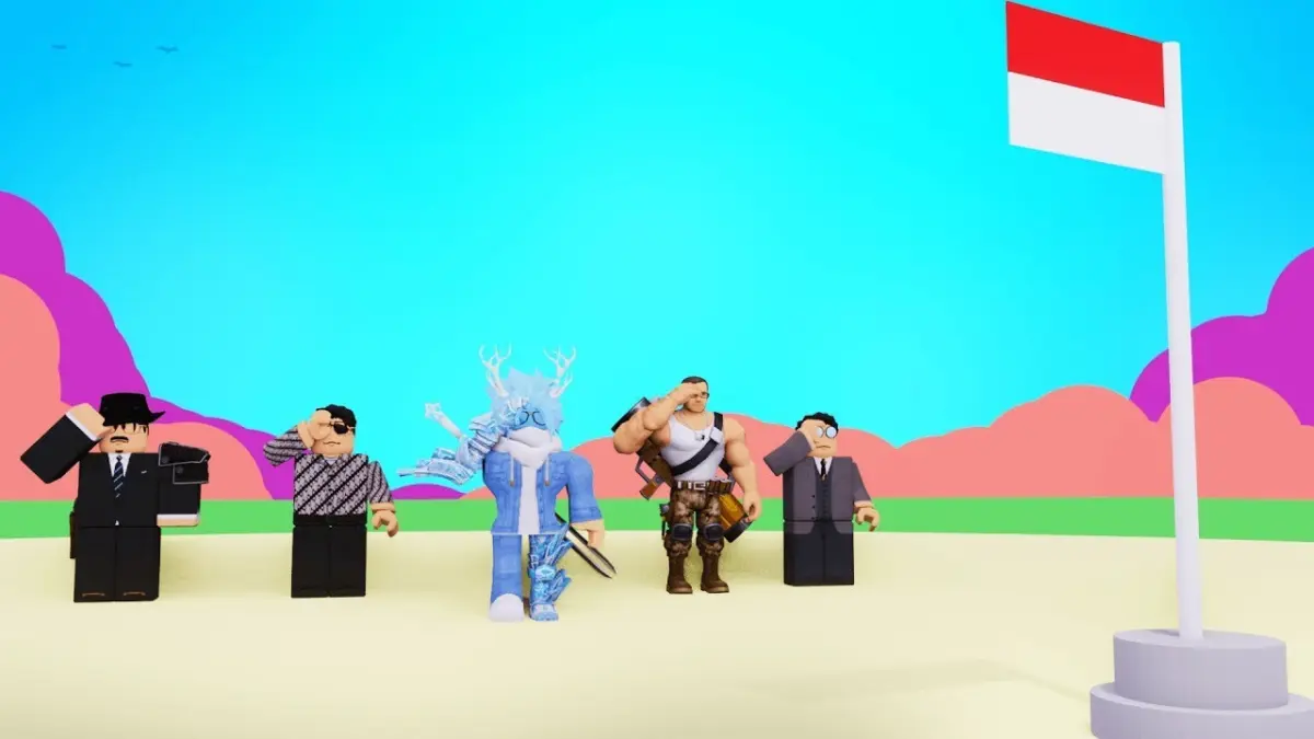 Upacara bendera di game Roblox