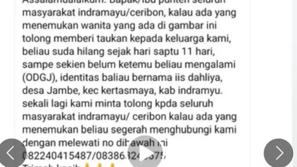 Iis Dahliya 11 Hari Menghilang, Diperkirakan Ada di Cirebon atau Indramayu iis dahliya menghilang