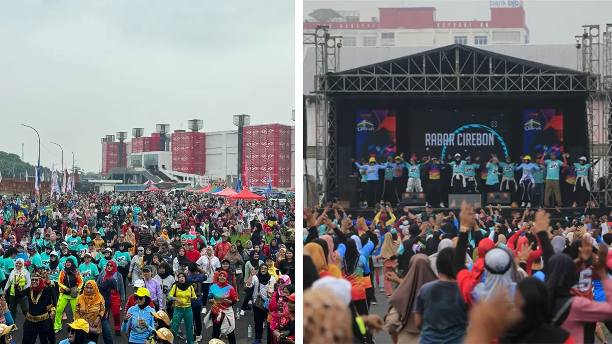 Meriah! Stadion Watubelah Penuh Energi, Bergerak Sehat di Senam Masal HUT Ke-26 Radar Cirebon Sehat di Senam Masal HUT Ke-26 Radar Cirebon
