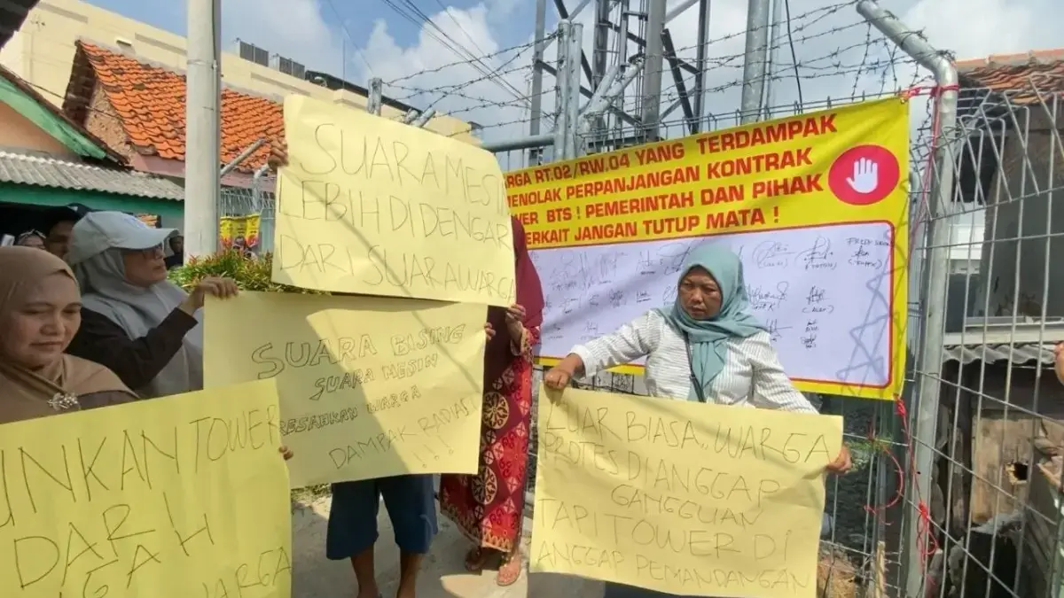Ini Alasan Warga Pancuran Barat Demo Tolak Perpanjangan Kontrak Menara BTS SEGEL BTS
