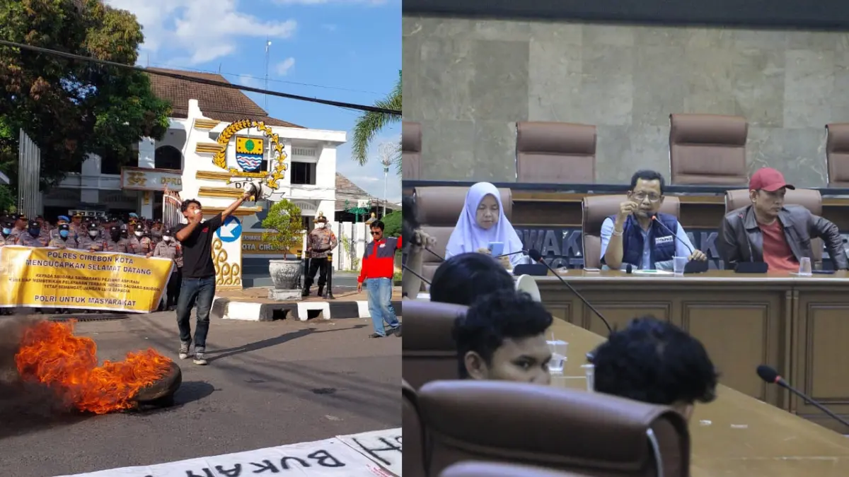 Mahasiswa membakar ban di gerbang DPRD