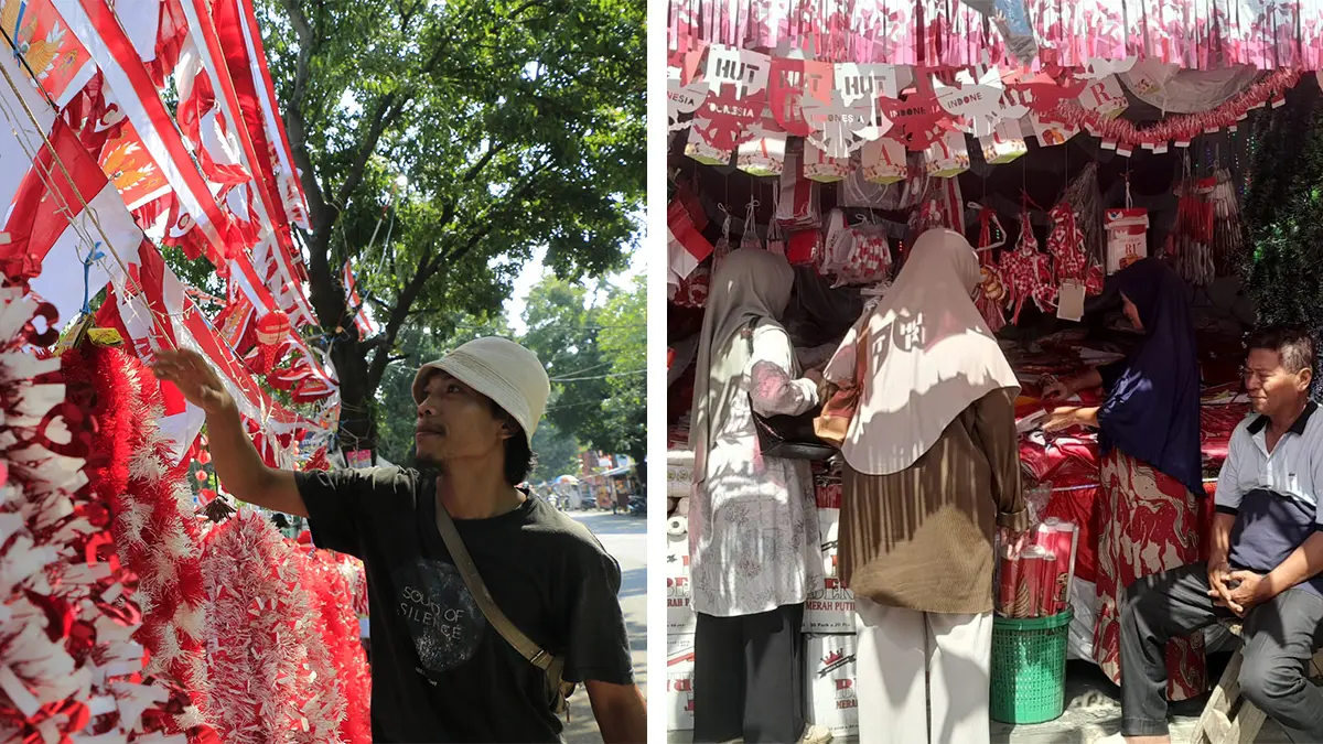 Di Balik Kibaran Bendera, Ada Asa Pedagang Musiman, Berharap Penjualan Tahun Ini Bisa Meningkat Bendera Merah Putih