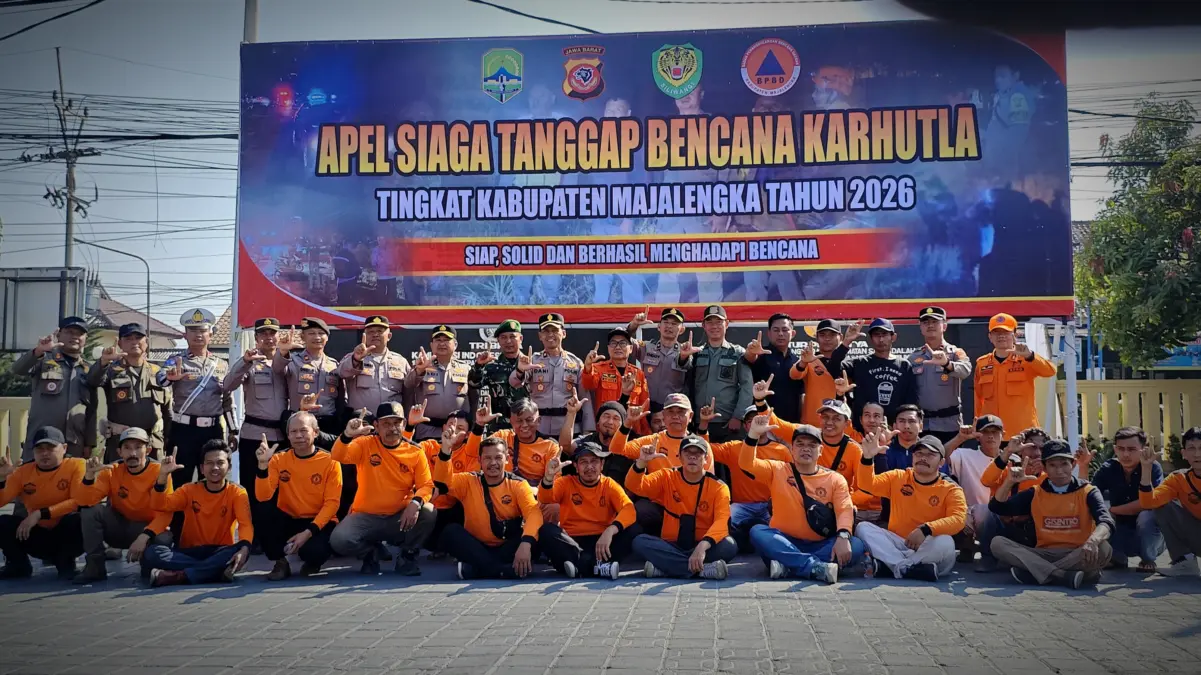 Apel Siaga Tanggap Bencana Karhutla 2026, Polres Majalengka Perkuat Sinergi Lintas Lembaga dan Masyarakat Polres Majalengka, BTNGC dan masyakat peduli api Paguyuban Silihwangi