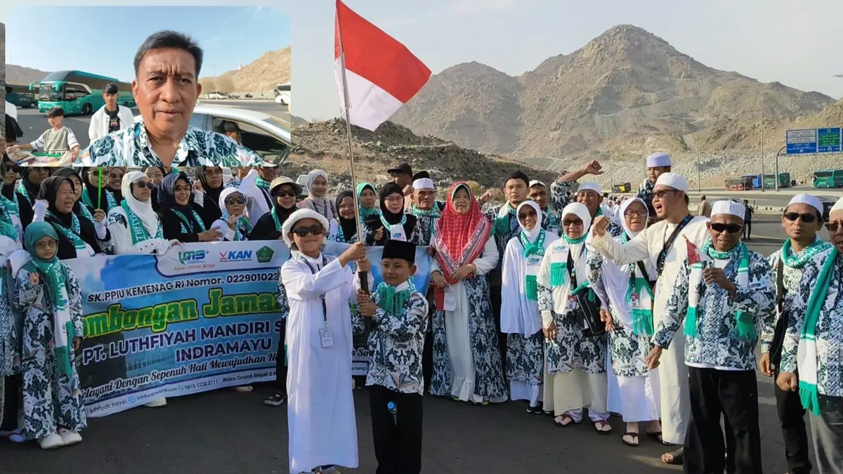 Jamaah Umrah Upacara HUT RI di halaman Jabal Rahmah, Kota Makkah Peringatan HUT ke-81 RI menggema di Kota Makkah,