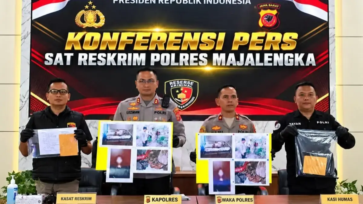 Kapolres Majalengka AKBP M Aldy Sulaiman saat ekspos kasus bayi laki-laki